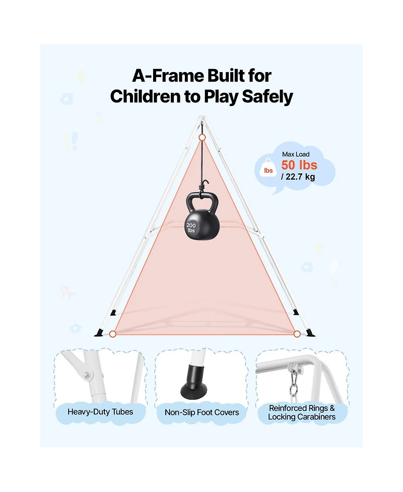 Glintex Toddler Swing and Jumper, 2-in-1 Baby Set Bouncer with Foldable A-Frame Metal Stand, Canvas Seat 50 lb Capacity