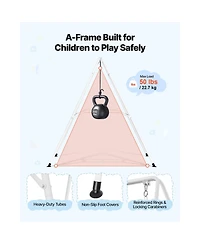 Glintex Toddler Swing and Jumper, 2-in-1 Baby Set Bouncer with Foldable A-Frame Metal Stand, Canvas Seat 50 lb Capacity