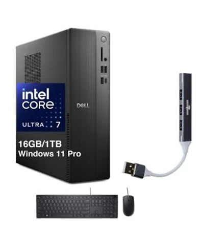 Dell Slim Ecs1250 Desktop Intel Ultra 7 265 16gb Ddr5 1tb M.2 Pcie Ssd Intel Graphics Win 11 Pro W Usb Hub