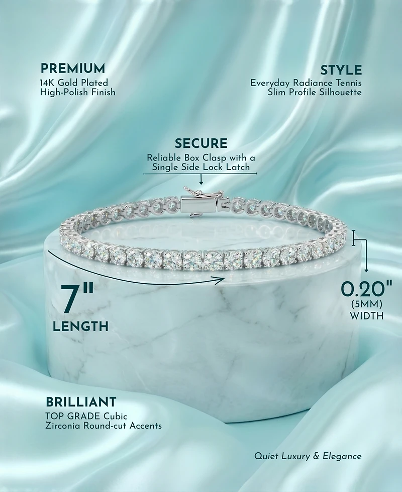 Classic White Gold Plated Cubic Zirconia 5MM Tennis Bracelet
