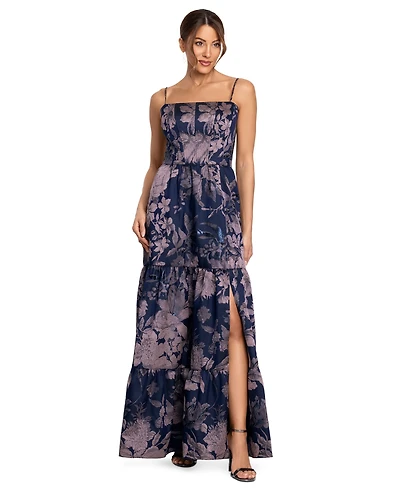 Betsy & Adam Women's Brocade Spaghetti Strap Corset Ball Gown