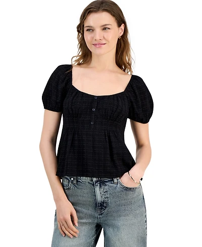 Sincerely Jules Juniors' Puff-Sleeve Babydoll Top