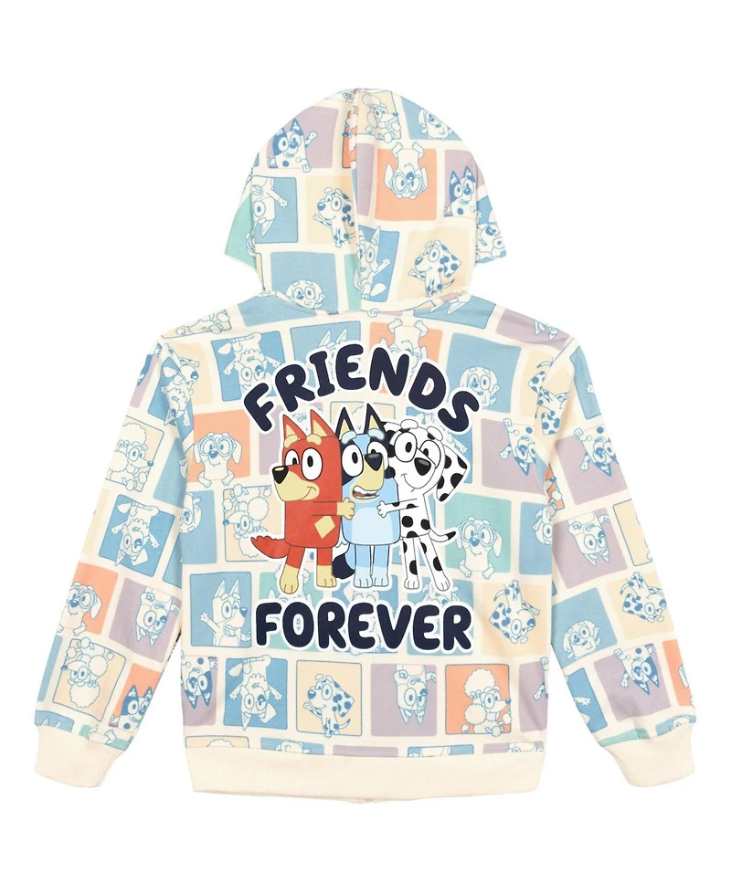 Bluey Boys' 2T-12 Full-Zip Fleece Hoodie