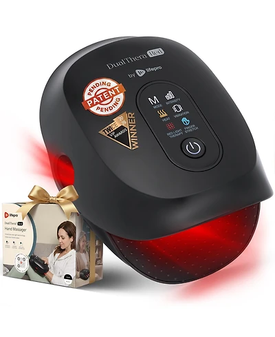 Lifepro DualThera Hand Massager with Heat and Compression Cordless Massage Machine for Finger, Wrist Palm Relief, Usb-c Rechargeable