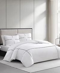 Vera Wang Zig Zag Cotton Sateen 3 Piece Comforter Set, Queen