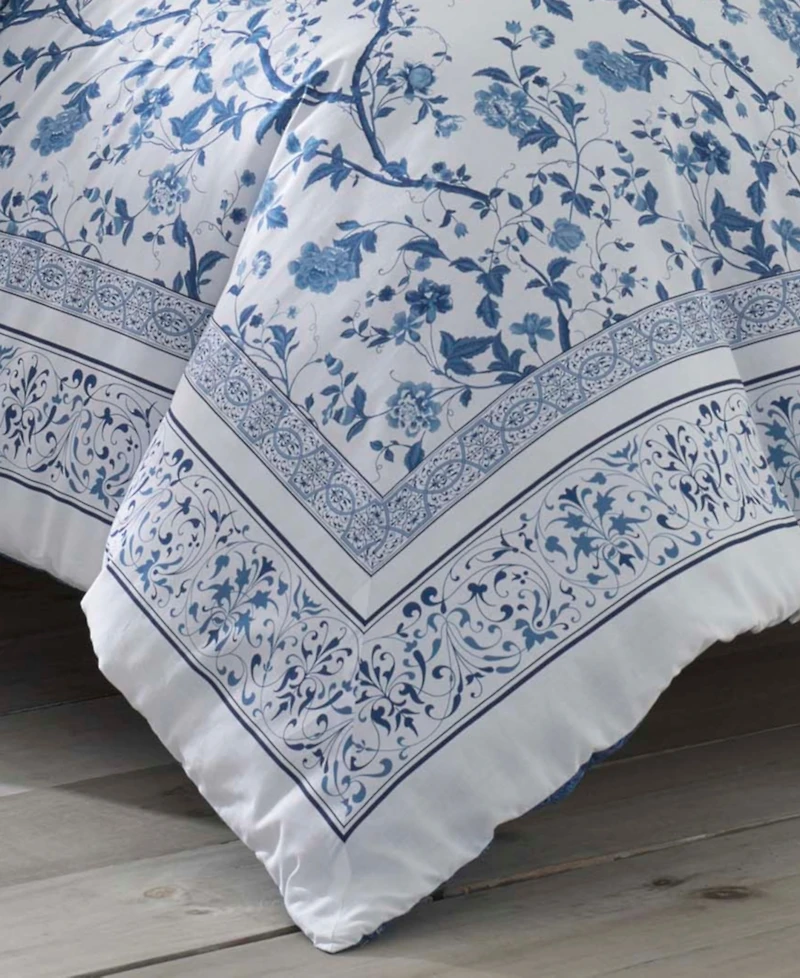 Laura Ashley Charlotte Cotton Reversible 3 Piece Comforter Set, Twin