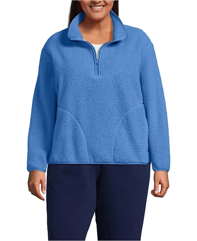 Lands' End Plus High Pile Half Zip Fleece Pullover