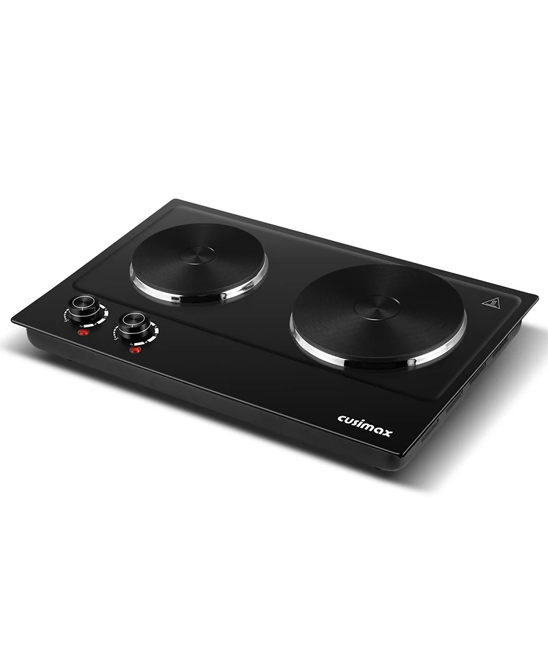 Cusimax 1800W Portable Countertop Double Cast Iron Electric Burner 7.4- And 6.1-Inch Hot Plate with Temperature Controls