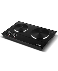 Cusimax 1800W Portable Countertop Double Cast Iron Electric Burner 7.4- And 6.1-Inch Hot Plate with Temperature Controls