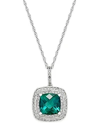 Lab-Grown Emerald (1-1/2 ct. t.w.) and White Sapphire (1/3 ct. t.w.) Pendant Necklace in Sterling Silver
