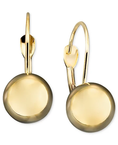 10k Gold Earrings, Ball Leverback