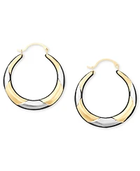 10k Two-Tone Gold Hoop Earrings