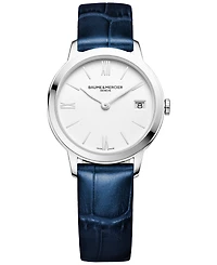 Baume & Mercier Women's Swiss Classima Blue Leather Strap Watch 31mm M0A10353