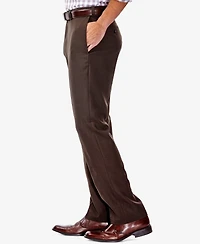 Haggar Men's Eclo Stria Classic Fit Flat Front Hidden Expandable Dress Pants