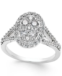 Diamond Cluster Halo Engagement Ring (1 ct. t.w.) in 14k White Gold