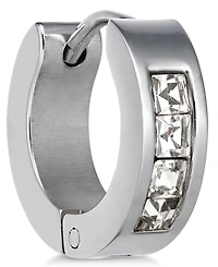 Sutton by Rhona Sutton Men's Stainless Steel Cubic Zirconia Huggie Hoop Earring