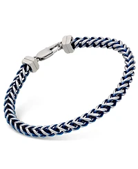 Esquire Men's Jewelry Link Chain Bracelet in Stainless Steel and Blue Ion-Plating, Created for Macy's