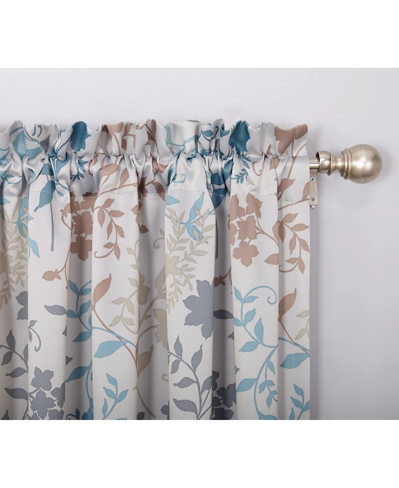 Asbury Floral Print Room Darkening Rod Pocket Curtain Panel