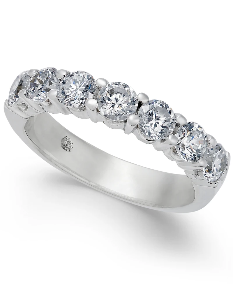 Certified Seven Diamond Station Band Ring in 14k White Gold (1-1/2 ct. t.w.)