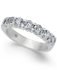 Certified Seven Diamond Station Band Ring in 14k White Gold (1-1/2 ct. t.w.)