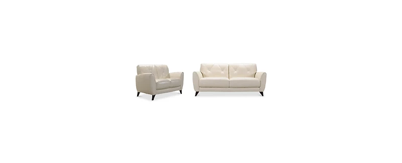 Myia 82" Tufted Back Leather Sofa and 62" Loveseat Set, Created for Macy's