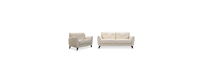 Myia 82" Tufted Back Leather Sofa and 62" Loveseat Set, Created for Macy's