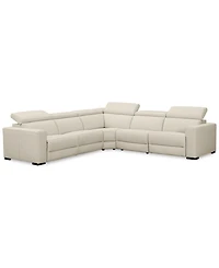 Nevio 5-Pc. Leather "L" Shaped Sectional with 2 Power Recliners Articulating Headrests, Created for Macy's