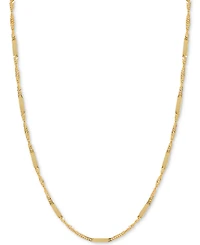 18" Flat Bar Singapore Chain Necklace (1/3mm) in 14k Gold