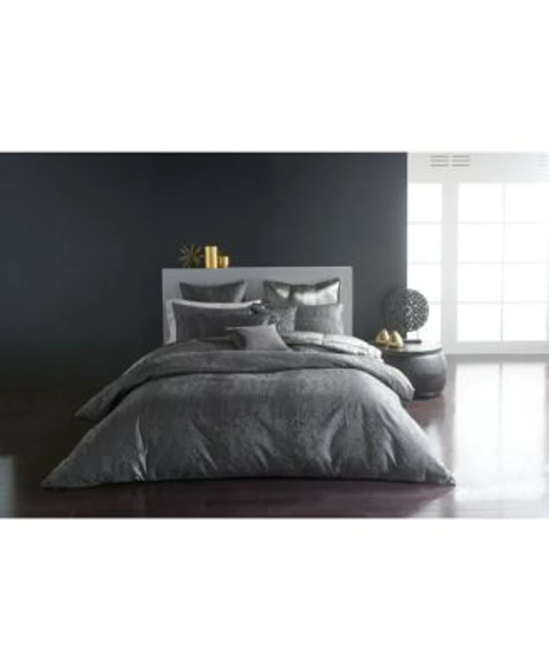 Closeout Donna Karan Home Moonscape Reversible Textured Jacquard Duvet Covers