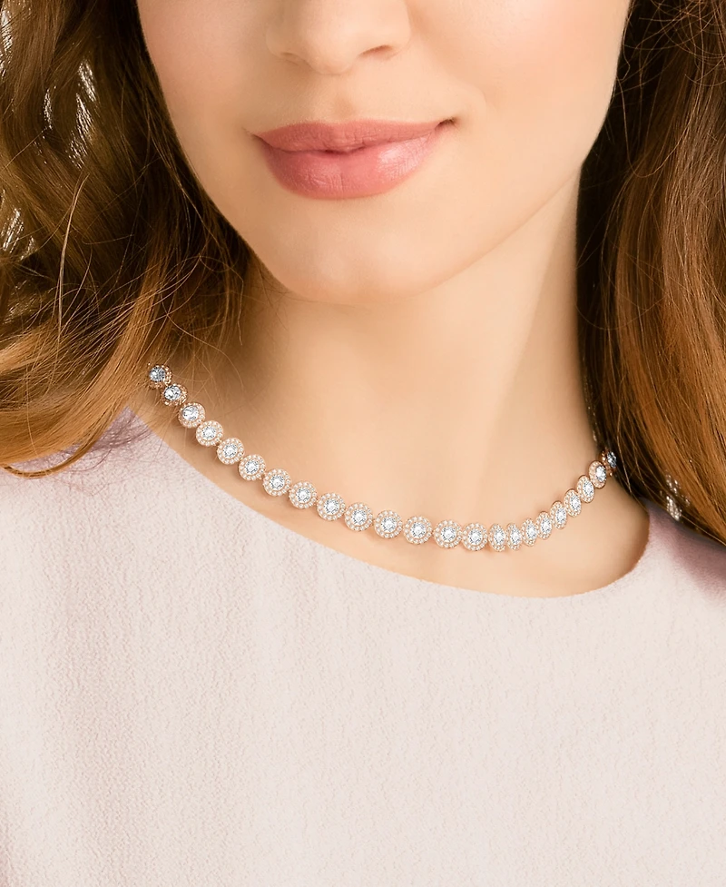 Swarovski Rose Gold-Tone Crystal Halo All-Around Collar Necklace