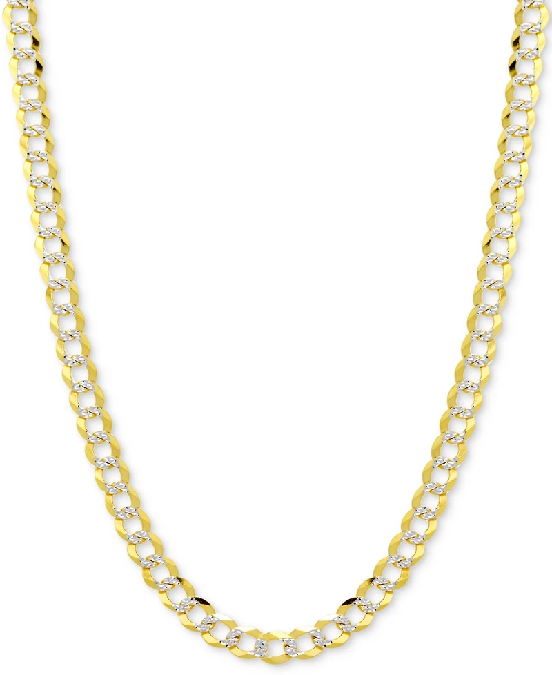 20" Two-Tone Open Curb Chain Necklace (5-3/4mm) in Solid 14k Gold & White Gold