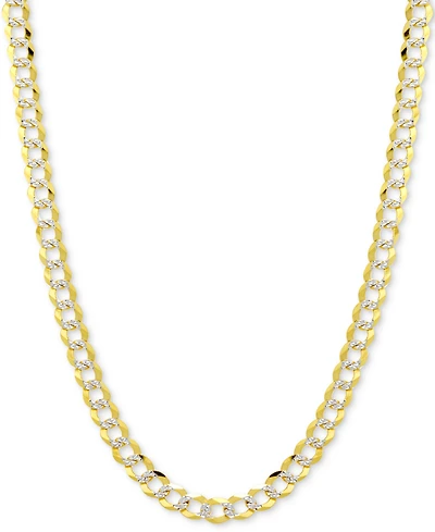 20" Two-Tone Open Curb Chain Necklace (5-3/4mm) in Solid 14k Gold & White Gold
