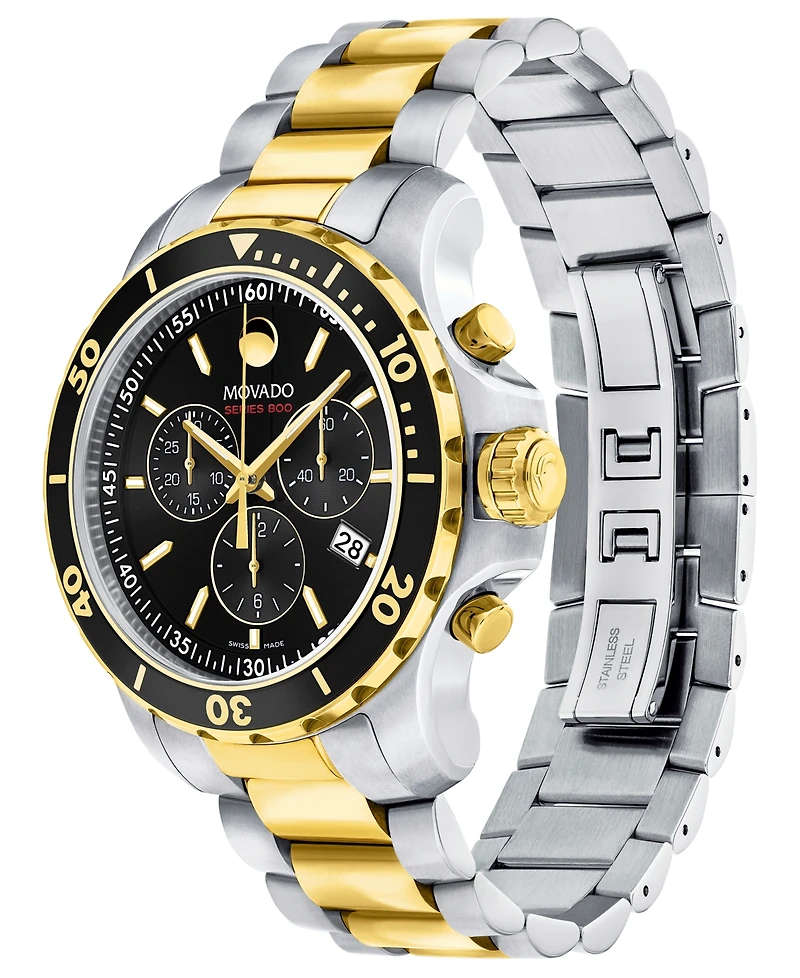 Movado Men's Swiss Chronograph Series 800 Two-Tone Pvd Stainless Steel Bracelet Diver Watch 42mm