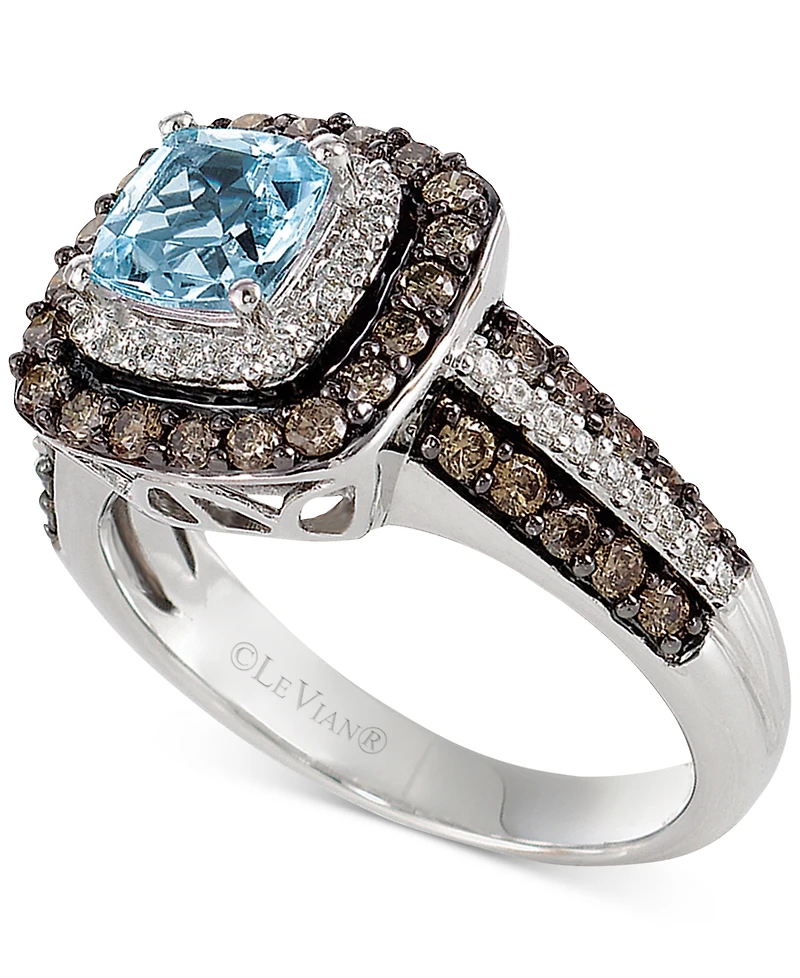 Le Vian Aquamarine (3/4 ct. t.w.) and Chocolate Diamonds (3/4 ct. t.w.) in 14k White Gold