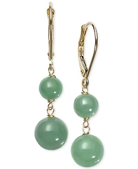 Dyed Jade (6 & 8mm) Beaded Drop Earrings in 14k Gold