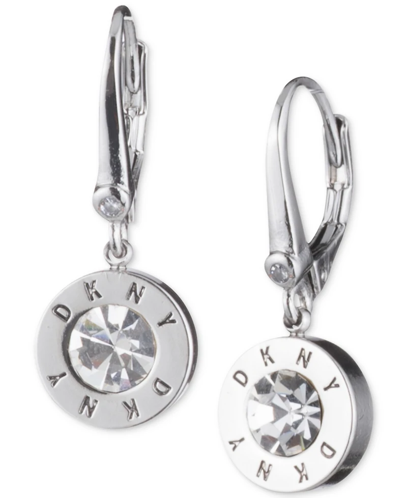 Dkny Crystal Logo Drop Earrings