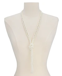 Charter Club Imitation Pearl Knotted Lariat Necklace, 28" + 2" extender, Created for Macy's