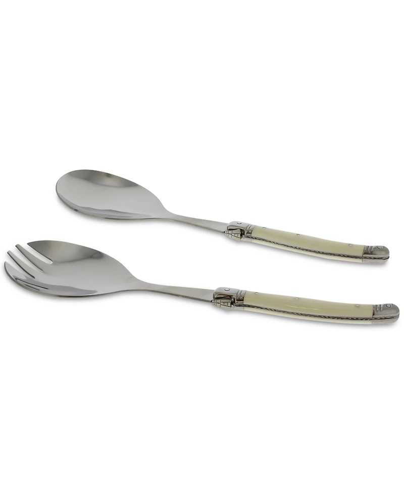 French Home Laguiole Connoisseur Faux Ivory Salad Servers, 2 Piece Set.