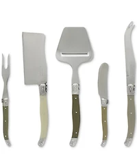 French Home Laguiole Cheese Knife, Fork and Slicer Set, 5 Piece "Mist".