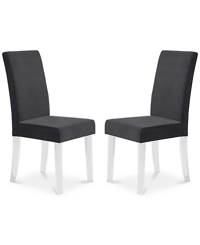 Dalia Modern and Contemporary Dining Chair Black Velvet with Acrylic Legs - Set of 2