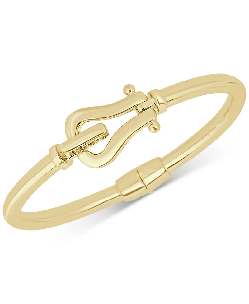 Italian Gold Horseshoe Hook Bangle Bracelet in 14k Gold-Plated Sterling Silver