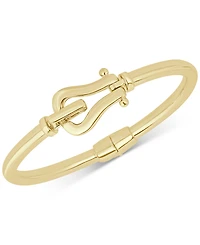 Italian Gold Horseshoe Hook Bangle Bracelet in 14k Gold-Plated Sterling Silver