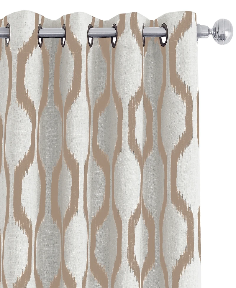 Elrene Home Fashions Renzo Ikat Geometric Linen Room Darkening Window Curtain