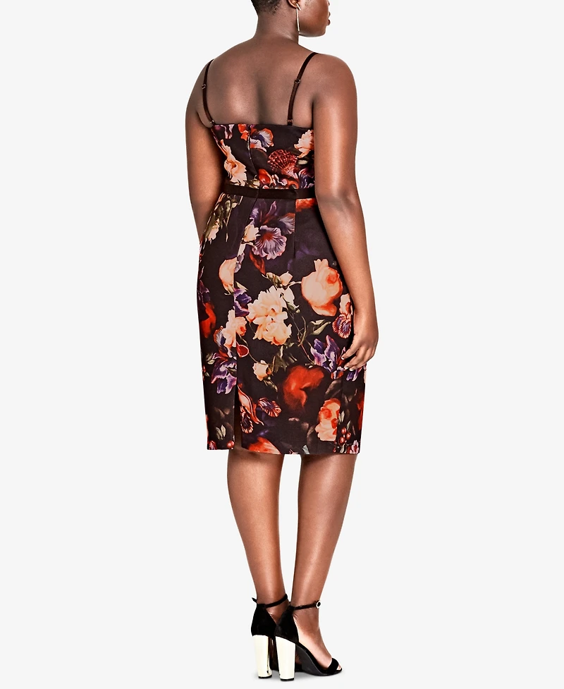 City Chic Trendy Plus Size Strappy Floral-Print Dress