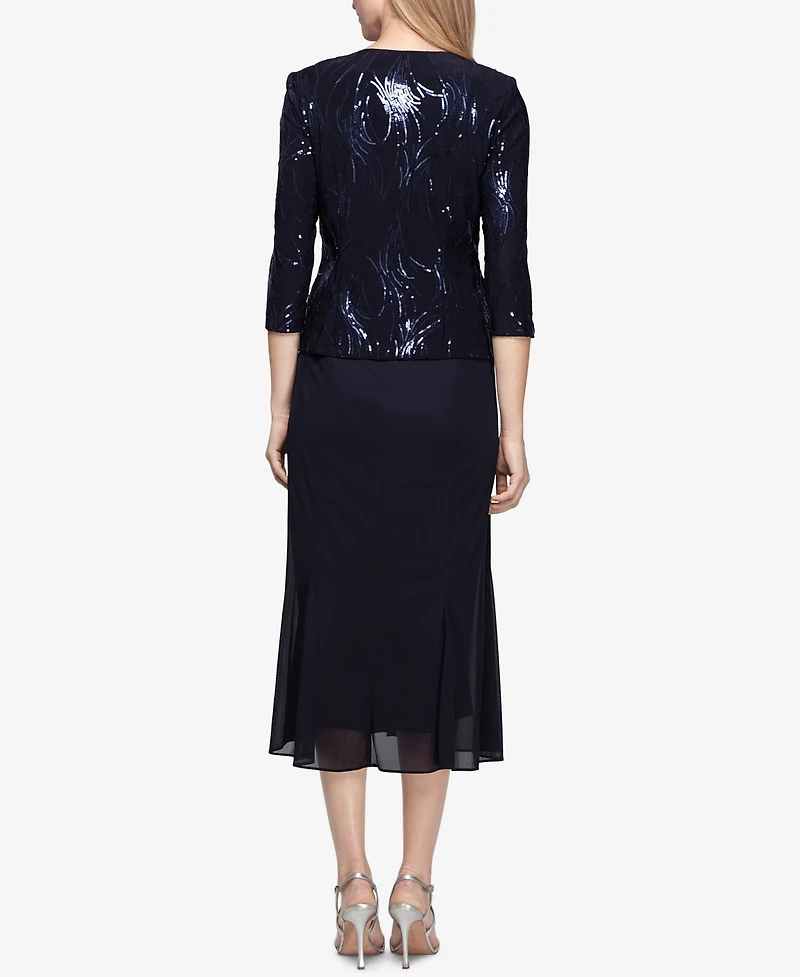 Alex Evenings Petite Sequined Midi Dress and Jacket
