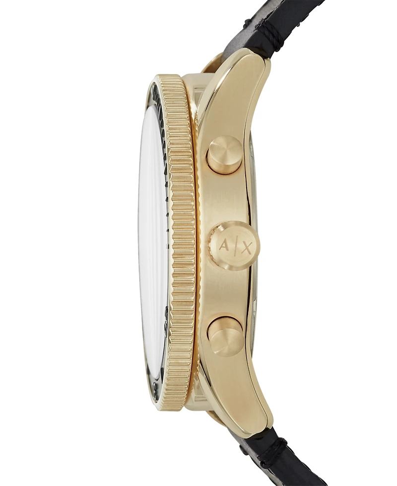 A|X Armani Exchange Men's Chronograph Black Leather Strap Watch 46mm