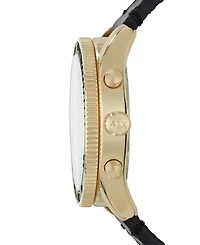 A|X Armani Exchange Men's Chronograph Black Leather Strap Watch 46mm