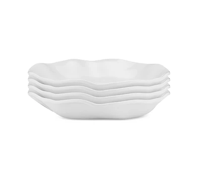 Q Squared Ruffle Melamine Round Dinner Bowls, Set of 4
