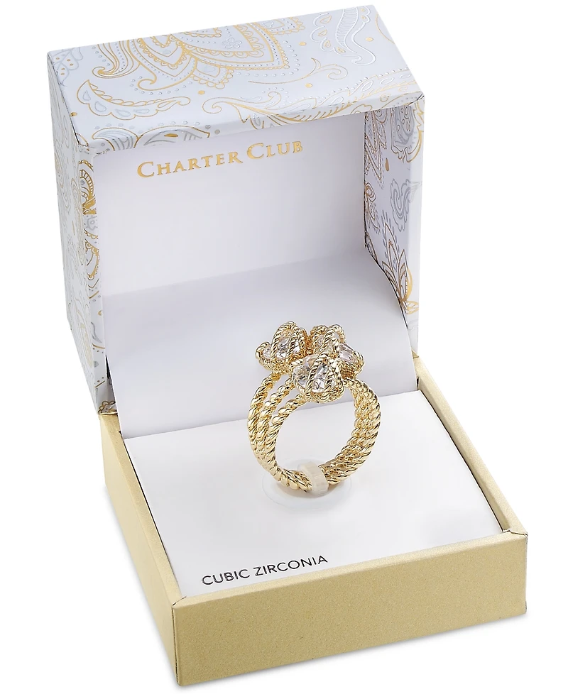 Charter Club Stone Trio Rope Ring Gold Plate, Created for Macy's
