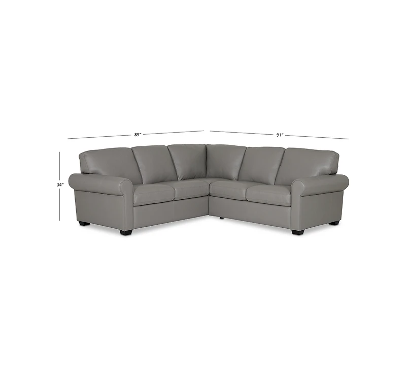 Orid 2-Pc. "L"-Shaped Leather Roll Arm Sectional , Created for Macy's